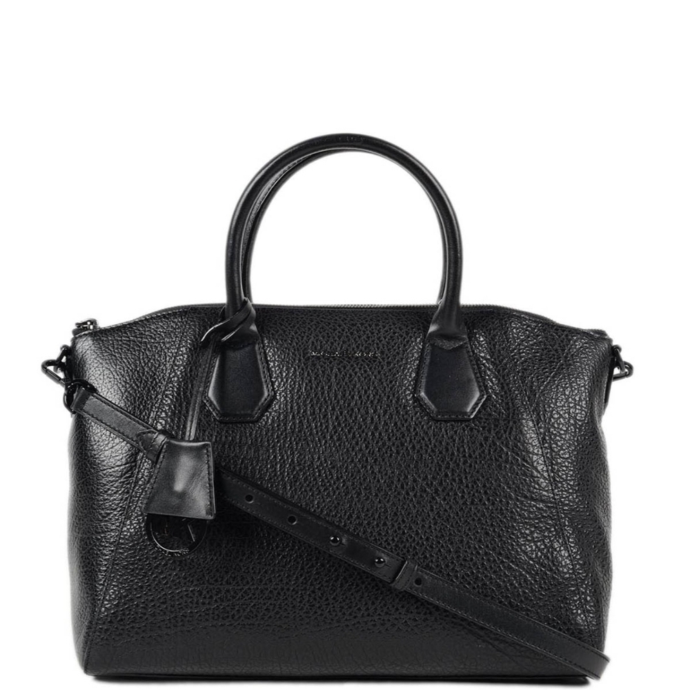 Michael Kors Campbell Large Black Pebbled Leather Satchel